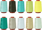 10 Pcs Sewing Thread, All Purpose Sewing Thread, 10 Spools Assorted Colors Each 800 Yards of Polyester Threads for Sewing Machine, Hand Stitching, Quilting, Serger (Green Color System)