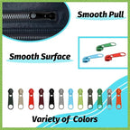 DOITEM 96Pcs Zipper Repair Kit - 12 Colors, 3# Zipper Pulls, Rescue Kit for Clothing, Jackets, Purses, Luggage, Backpacks