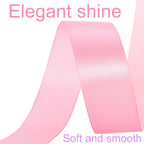 1 Inch Pink Ribbon, 50 Yards Craft Polyester Satin Ribbon Perfect for Gift Wrapping, Handmade Roses, Wedding Party Decorations and DIY Crafts
