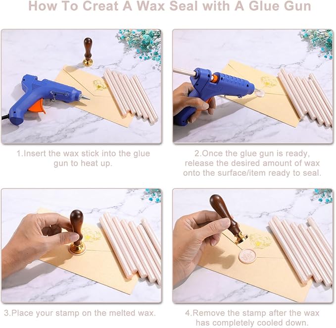 Yoption 15 Pieces Champagne Glue Gun Sealing Wax Sticks for Wax Seal Stamp, Great for Wedding Invitations, Envelopes, Cards, Christmas Gift Ideas, Wine Packages