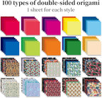 Origami Paper Kit Dobule Sided 100 Sheets 100 Colors 6 Inch Japanese Chiyo Square Easy Fold Arts Crafts DIY Handwork Origami Papers Beginner Solid Color Flower