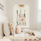 Inspirational Positive Affirmations Wall Decor,Let Your Light Shine for Kids Wall Art Linen Canvas Banner,Positive Wall Decor Hanging Flag for Classroom Playroom Bedroom 18x25 Inch