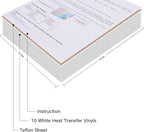JANDJPACKAGING White Heat Transfer Vinyl HTV Bundle 10"x12"- 10 Pack of Premium White HTV Sheets - Iron On Vinyl for T-Shirt Best HTV Vinyl for Silhouette Cameo,Cricut