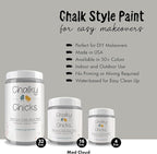 Chalky Chicks All-in-One Chalk Paint for Furniture or Cabinet - 16 Fl Oz - Matte Finish Mad Cloud (Light Gray) for Metal, Wood Furniture Paint - No Sanding All-in-One for Home Decor & Crafts, USA Made