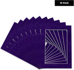 Pack of Ten Acid Free 11x14 Mats Bevel Cut for 8.5x11 Photos - Purple Crocus Suede Precut Matboards With Backing Boards and Self Seal Photo Mat Bags For Pictures, Photos, Framing - 4-ply Thickness