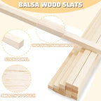60Pcs Wood Square Dowel Rods 1/2 x 1/2 x 12 inch,Wood Squares for Crafts,Model Making Balsa Wood (1/2""x12""-60pcs)