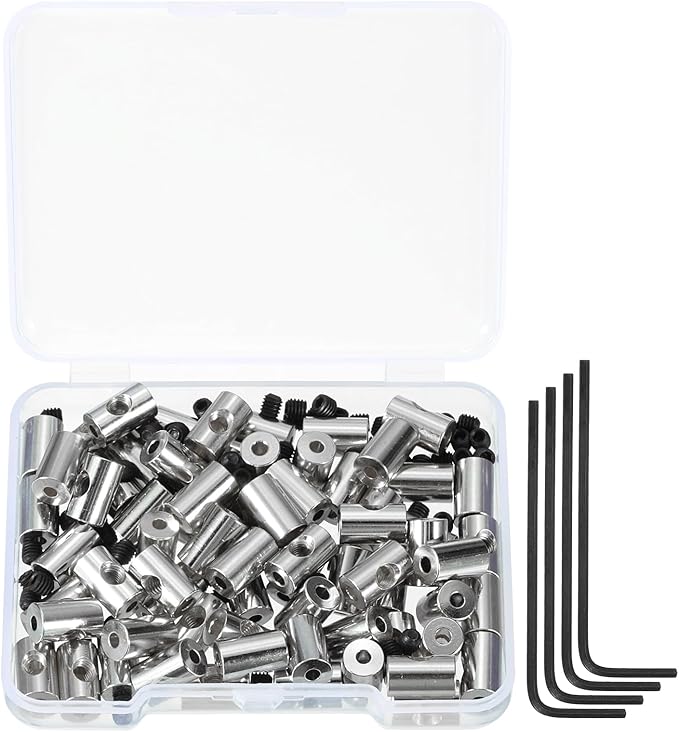 MECCANIXITY 70 Pcs Metal Locking Pin Backs, Locking Pin Keepers Clasp 9mm(H) with 4 Wrench Replacement in Storage Case for Badge, Brooch, Silver Tone