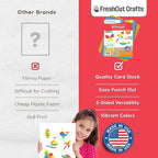 ARTshapes 840 pc Creative Paper Shapes Pack with 70+ Idea Guide - US Made Card Stock - Punch Out Funky DIY Craft Supplies for Whimsical Art Designs, Paper Crafts, and Pattern Play 5 Bright Colors