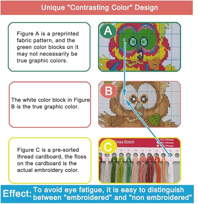 Leczany Cross Stitch Stamped Kit for Adults or Kids - Two Little Pandas | DIY Embroidery Starter Patterns Craft Kit Needlepoint for Beginner | 11CT, 3 Strands | 16.9x13 inches