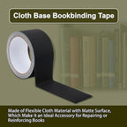 Cloth Bookbinding Repair Tape Matte Book Repair Tape 2 Inch by 33 Feet Self Adhesive Non Reflective Cloth Tape for Old Books Antique Books Daily Supplies (Black)