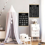 Alphabet and Numbers Wall Chart Set of 2,Kids Educational Posters,ABC and 1-20 Number Learning Banners for Toddlers, Preschool Classroom, Nursery, Playroom Decor14 x 18.5 In(Black and white)