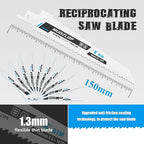 10Pack 6 inch Reciprocating Saw Blades Set,8+10 TPI High Carbon Saw Blades, Metal Saw Blades with Organizer Case (10, 8+10TPI/150mm)