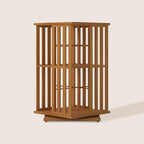 XIMN 360° Rotating Bamboo CD/DVD Shelf - 6-Tier Space-Saving Media Storage Cabinet for Movies, Organizer with Super Compact Design (Walnut, 2 Tier)