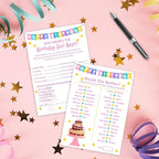 Birthday Party Games Set for Girls- 20 Birthday Double Sided Games Cards Set- Girls Birthday Party Activity Notebook Themed Party Activity and Idea - Girl Birthday Supplies, Activity, Decorations