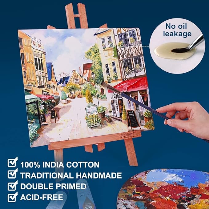 Canvas Panels 10x10 Inch 12-Pack, 10 oz Primed 100% Cotton White Blank Small Canvases for Painting, Square Flat Canvas Board for Oil Acrylics Watercolor & Tempera Paints