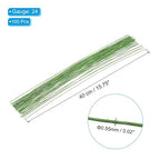 PATIKIL 24 Gauge 16" Floral Stem Wire, 100 Pcs Paper Wrapped Iron Artificial Flower Stem Accessories for DIY Bouquet Stem and Craft Decoration, Light Green