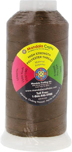 Mandala Crafts Coyote Brown Heavy Duty Thread -1500 Yds Tex 90 Thread for Sewing Drapery Jeans Leather Hair Outdoor Marine Upholstery