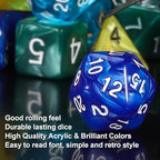 QMay DND Dice Set 15 X 7 Polyhedral Dice (105pcs) with 1 Large Flannel Bag, D&D Dice (D4 D6 D8 D10 D% D12 D20) for Dungeons and Dragons RPG MTG Table Games