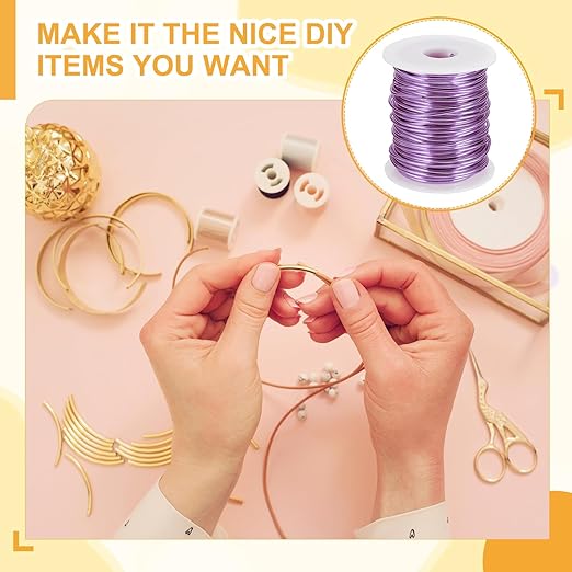 uxcell 12 Gauge / 2mm Anodized Aluminum Wire for Jewelry Craft Making, 102 Feet Bendable Flexible Wire for DIY Home Decor Gardening Sculpture, Light Purple