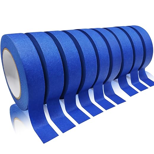 Masking Tape, Blue Painters Tape, Master Adhesive Paper Tape, Multi-Surface Painter's Tape for Painting, DIY Crafts, Decoration, Labeling, No Residue, Easy Remove, 60.1 Yd, 9 Rolls, 0.94 Inch Wide