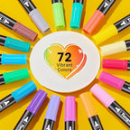 Tongfushop 72 Colors Acrylic Paint Markers, Dual Tip Acrylic Paint Pens with Brush Tip & Fine Tip, Wood Markers for Rock Painting, Wood, Canvas, Stone, Glass, Ceramic, DIY Crafts, Art Supplies