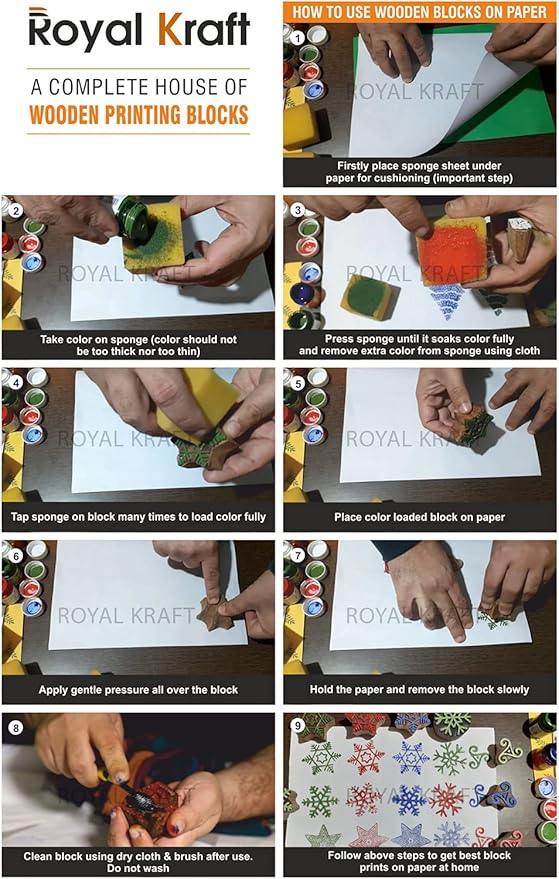 Textile Wood Blocks Original Small Round Shape Printing Stamps (Set of 10) Htag2152