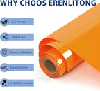 RENLITONG Orange Iron on Vinyl 12Inch by 50ft Roll HTV Heat Transfer Vinyl for T-Shirt HTV Rolls for All Cutter Machine - Easy to Cut & Weed for Heat Transfer Design