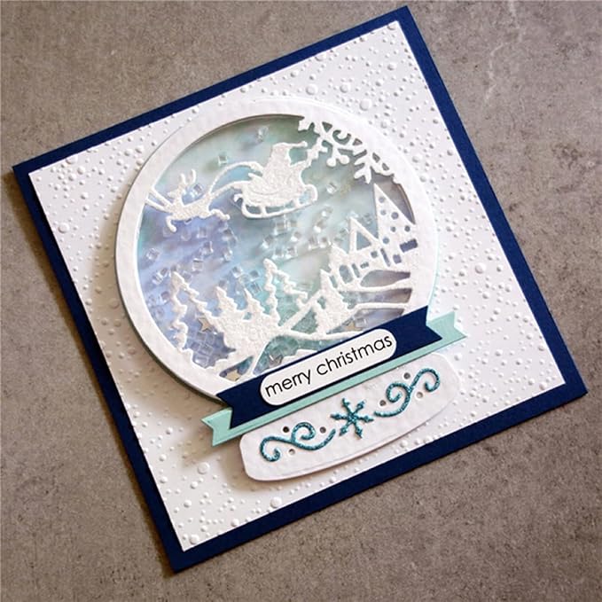 Mvchifay Cutting Dies Happy Birthday Metal Stencils Scrapbooking Tool DIY Emboss Paper Card Making (Christmas Snowball-12.2x10.3cm)
