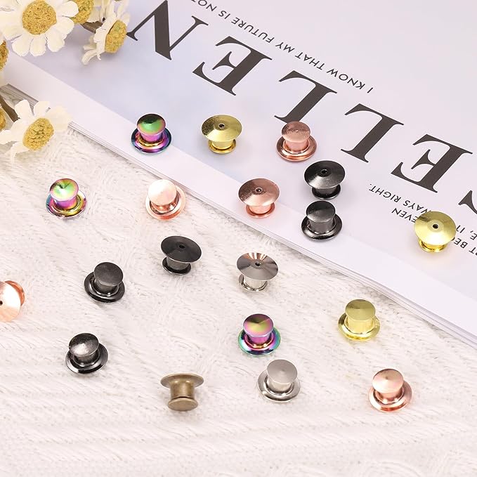 uxcell 40Pcs Metal Locking Pin Backs, Pin Keepers Locking Clasp Flat Head Clamp Needle Back Lock for DIY Brooch Crafts Badges Enamel Lapel, Gold