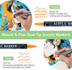 80 Colors Waterproof Dual Tip Acrylic Paint Pens, Dot & Fine Tip Premium Coloring Drawing Markers Set for Wood, Rock Painting, Canvas, Glass, Ceramic Surfaces and DIY Crafts Making Art Supplies