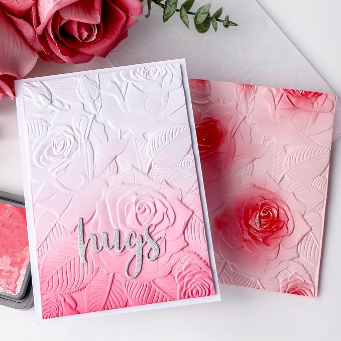 BAOFALI 3D Plastic Embossing Folders Rose for DIY Scrapbooking Photo Album Card Paper Craft Decoration for Card Making,Embossing Template Paper Card 6.3" L x 4.5" W Embossing Stencil