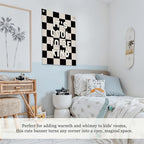 Kids Room Decor,Black and White Classroom Checkered Decor,Be Kind Inspirational Office Decor,Linen Canvas Wall Hanging Flag for Nursery Playroom Classroom 18x25 Inch