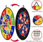Dart Board Games for Kids Ages 3-12, Sticky Dart Board with 12 Balls & 12 Darts, Indoor Outdoor Toys for Boys, Party Birthday Gifts