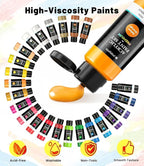 40 PCS Acrylic Paint Set with 12 Brushes, 2 Knives & Palette, 24 Colors (2oz/60ml) Art Craft Paint for Adults Kids Artists Beginners, Halloween Pumpkin Canvas Ceramic Rock Painting Kit