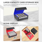 Card Storage Box for Trading Cards，2400+ Leather Magnetic Closure Commander Storage Box,Protectors Fit for YuGiOh, MTG and Sport Cards (Black, blue, 2400+)