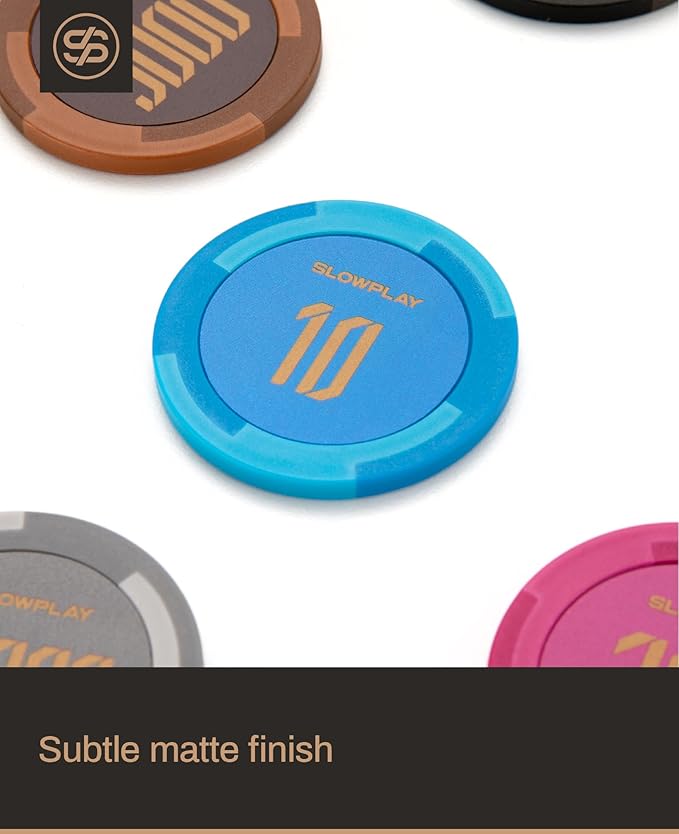 SLOWPLAY Godel Clay Poker Chips, 14 Grams Heavyweight Clay Composite, 40mm Large Chips in Bulk, Pack of 50 with Denomination of 10