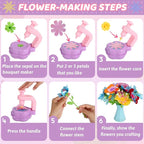 Flower Craft Kits for Girls - Arts and Crafts Toys for Kids Ages 4-8, Birthday Gifts for 4 5 6 7 8 9 Year Old Girls, Mess-Free Art Craft Activity Toys, DIY Flower Making Kit for Kids Preschool