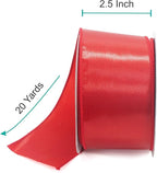 CT CRAFT LLC Satin Wired Ribbon 2.5 Inch x 20 Yards Red for Christmas Home Décor Gift Wrapping Tree Topper Bow Wreath DIY Crafts,