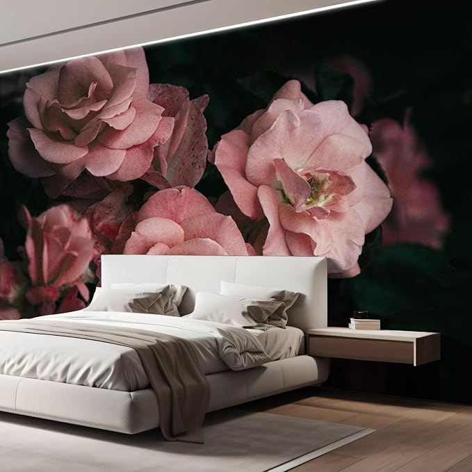 wall26 Wall Sticker/Wall Mural Dark Rose Flower Blossoms Nature Wilderness, Not Peel and Stick, Non-Woven Wallpaper Decorative for Bedroom, Living Room, Office - 108x144 inches