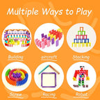 1000 Piece Dominoes Set for Kids with Extra 20 Blocks, Colorful Dominos Tiles for Building, Stacking, Racing, Tumbling, Wood Domino with Storage Bag and Box