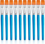 Zonon 10 Pcs 3/4 Inch Flat Paint Brushes Acrylic Painting Craft Accessories Small Watercolor Paint Brushes Bulk for Adult Artist Detail Oil Canvas Face(8.1 x 0.9 x 3/4 Inch,Sky Blue)