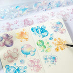 6 Rolls Bubbles PET Tape Set, Pre-Cut Colorful Stickers for Journaling, Scrapbooking, and DIY Crafts, with Decorative Clip