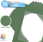 Mat Board Center, Pack of 10, 11x14 for 8x10 Basque Green Color Mats - Bevel Cut, Acid Free, 4-ply Thickness, White Core - for Pictures, Photos, Framing