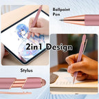 12 PCS 2 in 1 Stylus Ballpoint Pen with Stylus Tip, 1.0 mm Black Ink Metal Pen Stylus Pen for Touch Screens (Rose Gold & Gold)