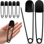 Juexica 5 Pcs 5 Inch Jumbo Stainless Steel Safety Pins Large Heavy Duty Huge Strong Laundry Pins for Upholstery Sewing Quilting Key Rings Craft Outdoor (Black)