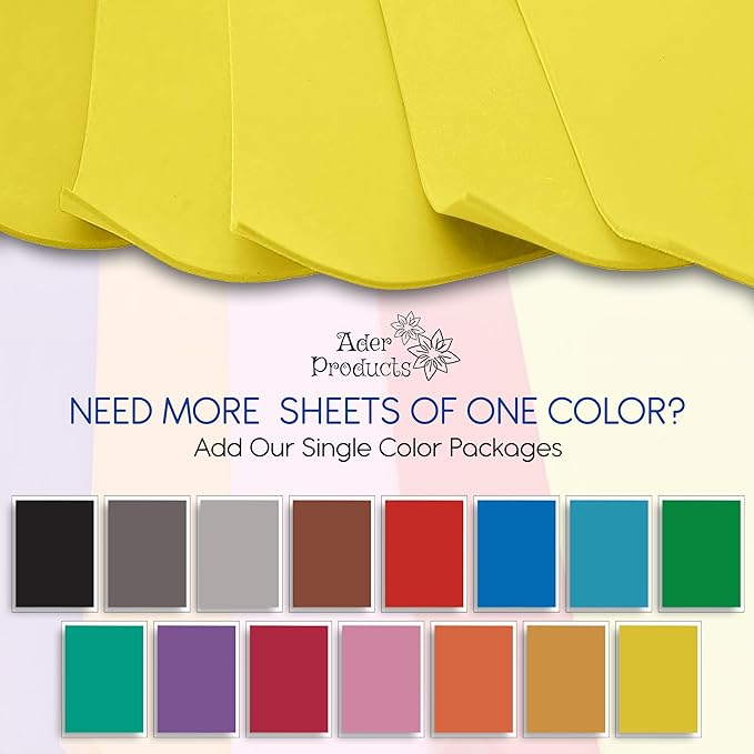 Yellow EVA Foam Sheets for Crafts, 9 x 12 Inch, 2mm Thickness, 15 Pack – Ideal for DIY Arts and Crafts, Foam Paper for Kids, Cosplay and Costumes