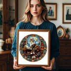 Wooden Puzzles Adults, Maine Cat Library Wooden Puzzles 200 Pieces, Unique Animal Shaped Wood Challenging Jigsaw Puzzles Gifts for Adults, 11.4x11.4in