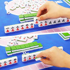Chinese Mahjong Tile Set,144 Tiles White Green Melamine Tiles with Carrying Travel Case,Portable Mahjong Game Set