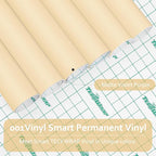 TECKWRAP Matte Vinyl Smart Adhesive Vinyl Permanent,13in x 5ft, Vinyl for DIY Craft Decal Projects, Compatible with Explore3/Maker3, Beige