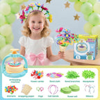 Flower Craft Kit for Kids Ages 4-8 – DIY Fabric Bouquet Toy for Girls and Boys – No Glue Reusable STEM Gift – Make 32+ Flowers – Birthday Arts & Crafts Activity